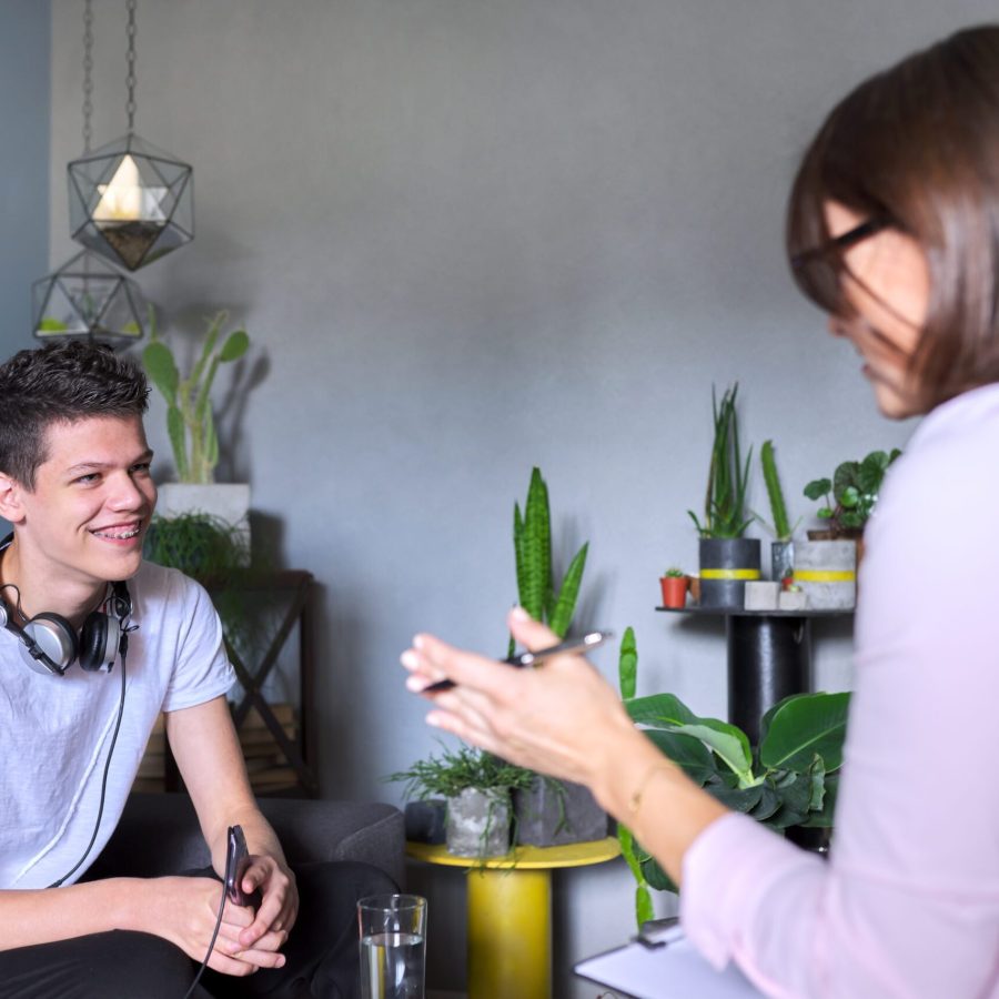 Teen,Boy,Talking,To,Professional,Psychologist,,Individual,Therapy,Session,For